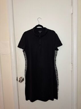 DKNY Black Mini Dress with Side Logo Tape